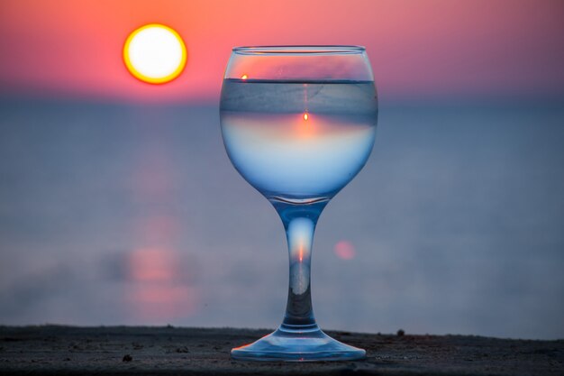 Sunset throuth the glass with