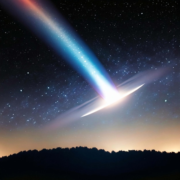 Super jasna kometa nocą