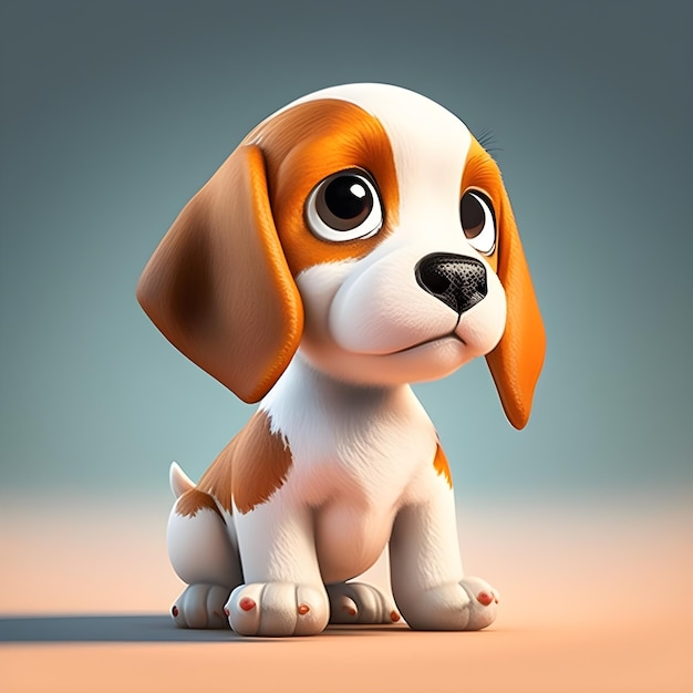 Super słodki mały Beagle renderowany w stylu generatywnej ai kreskówek pixar