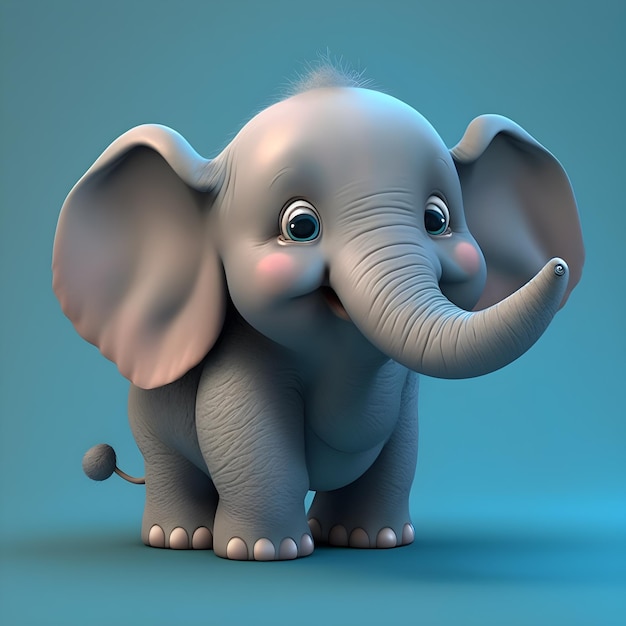 Super słodkie małe słoniątko renderowane w stylu generatywnej kreskówki Pixar
