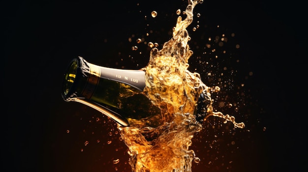 Super slow motion eksplozji szampana z lataniem