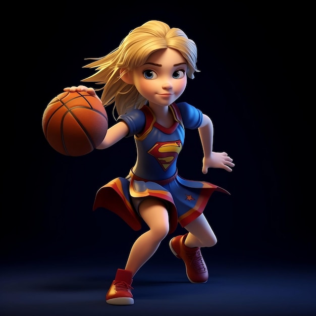 Zdjęcie supergirl grająca w koszykówkę.