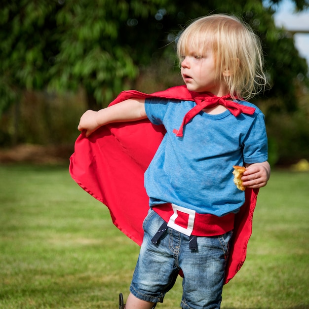 Superhero Wyobraźni Pojęcie Szczęścia Szczęście Chłopca