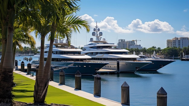 Superjachty zacumowane w Yacht Haven Grande Miami w Island Gardens w Miami