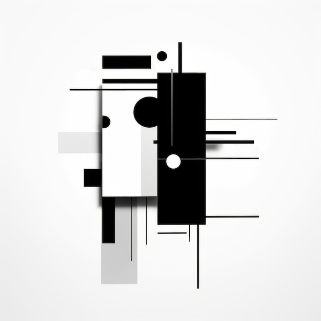Suprematyzm Mirror Abstract Czarno-biały Bauhaus Design z motywami robotycznymi