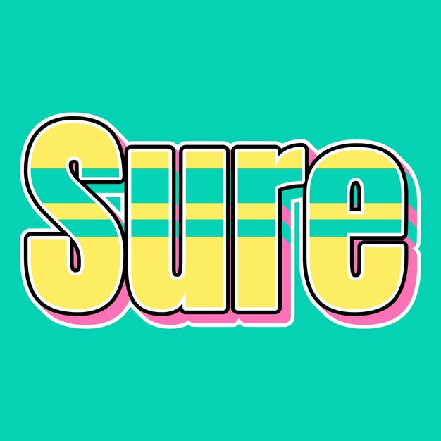 Sure Typography Vintage 90s 3d design żółty różowy tekst tło zdjęcie jpg