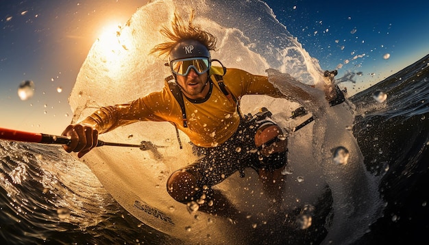 Zdjęcie surf kitesurf paracycling photoshoot in action sport photography