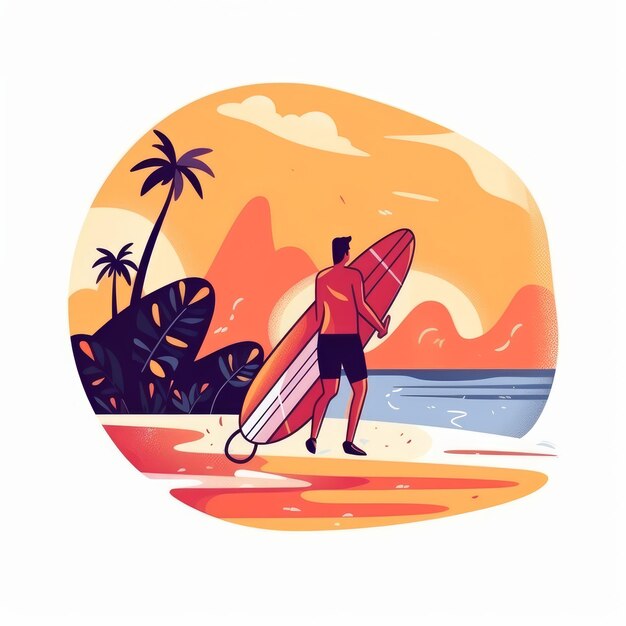 Surfer na ilustracji plaży Ilustracja AI GenerativexA