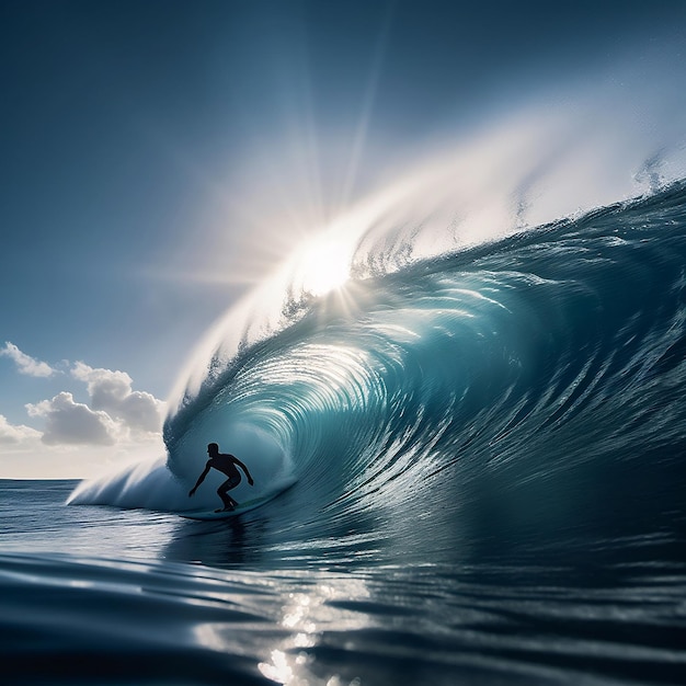 Surfer na ogromnej fali