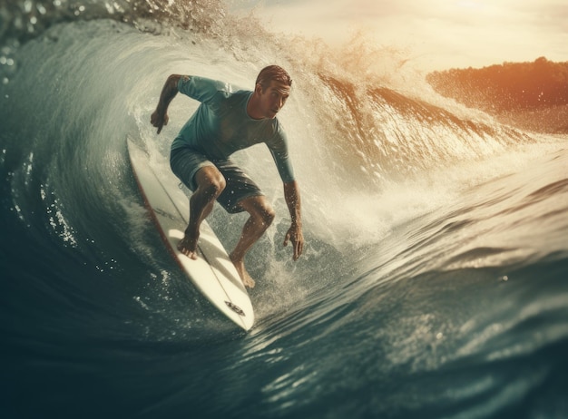 Surfer w oceanie Ilustracja AI GenerativexA