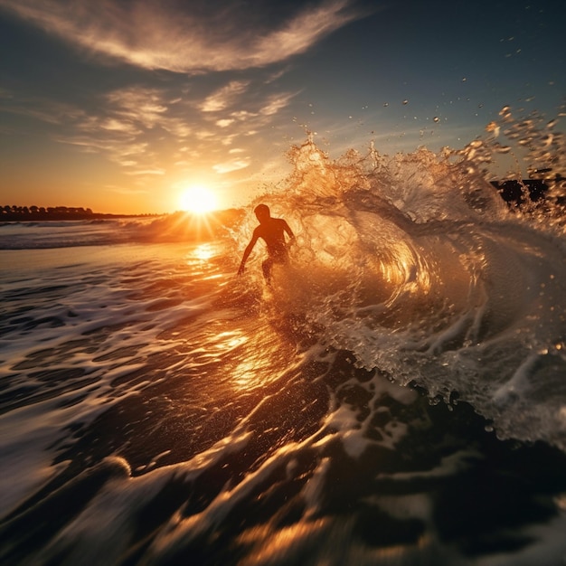 Surfować przy zachodzie słońca