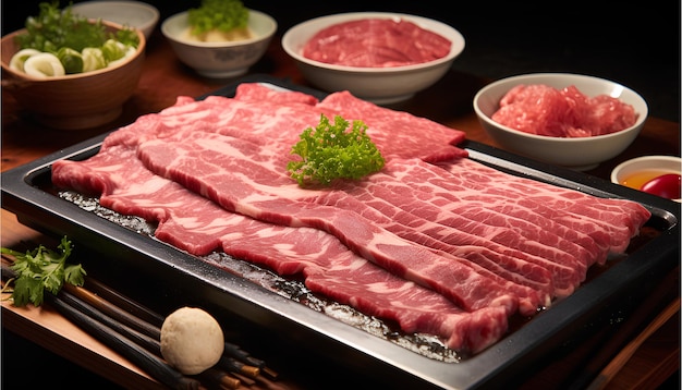 Surowe kawałki wołowiny z Kobe są przysmakem cenionym za intensywny smak i delikatność Shabu