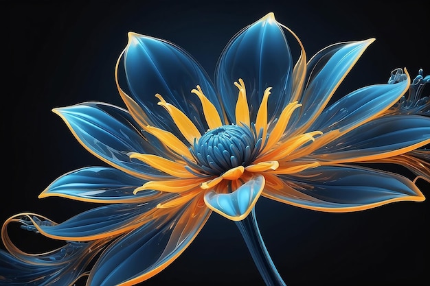 Surrealistyczna 3D obca kwiatowa organiczna elegancja w świecących odcieniach