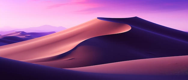 Surrealistyczna pustynia z różowym piaskiem o świcie
