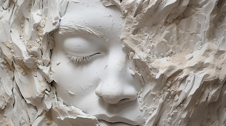 Zdjęcie surrealistyczne ceramiczne rzeźby kobiecych twarzy w edinburgh studios