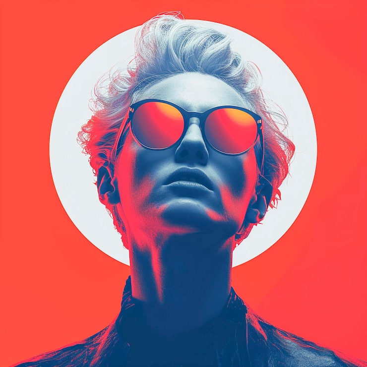 Surrealistyczny portret twarzy abstrakcyjna ilustracja retro Generatywna AI