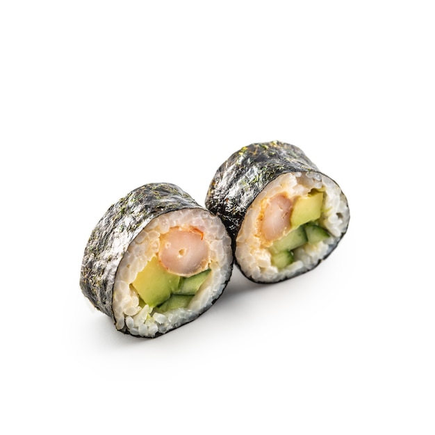 Sushi Maki różne typy na białym tle.