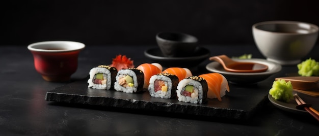 Sushi na czarnym tle