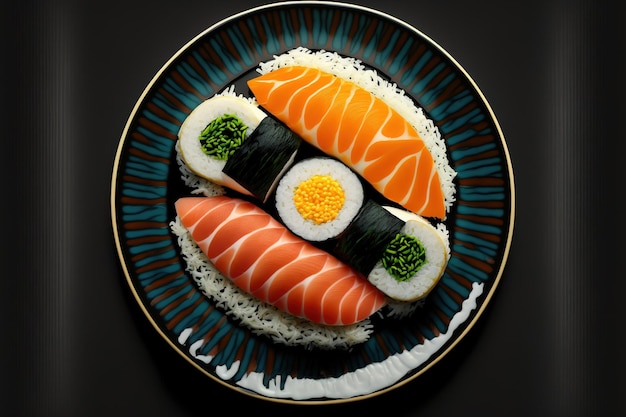 Sushi nigiri na talerzu