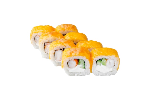 Sushi odizolowane na białym Sushi Rolls japońskie potrawy maki odizolowane tło