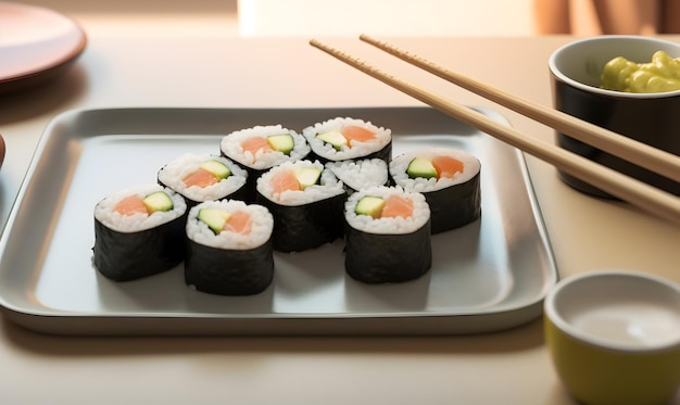 Sushi_on_the_table_super_realistic_cinematic japońskie jedzenie