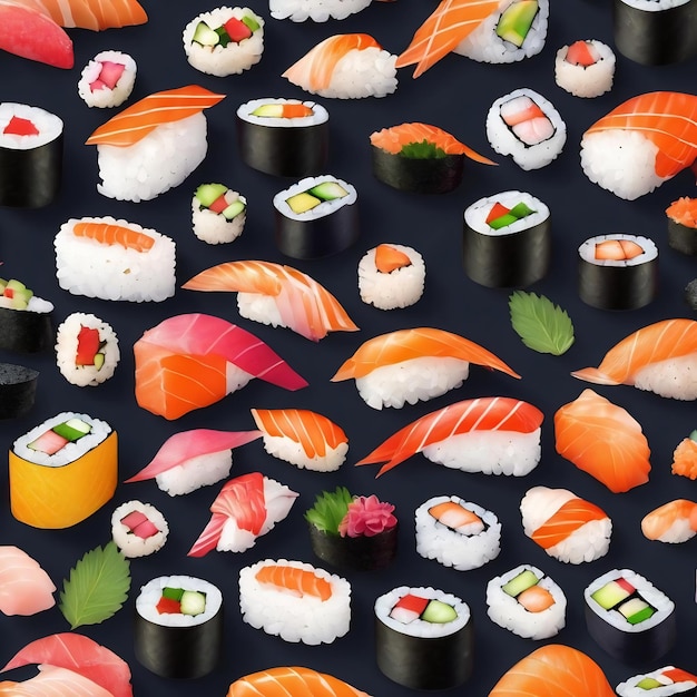 Sushi uroczy wzór tła i bezszwowy