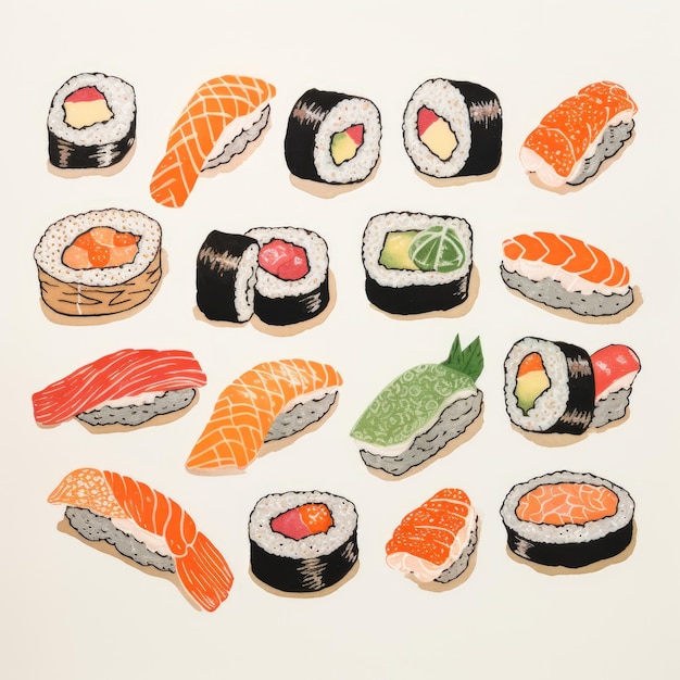 Sushi w stylu retro Generatywna sztuczna inteligencja