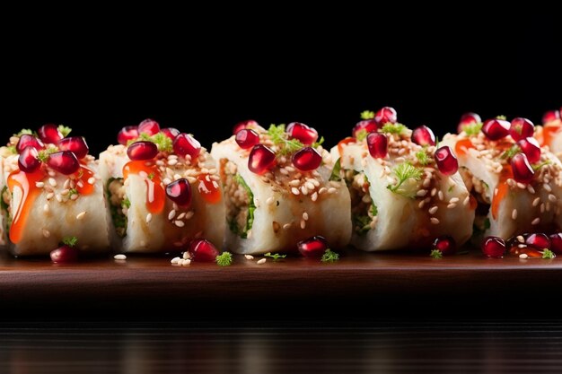 Sushi z nasionami granatu