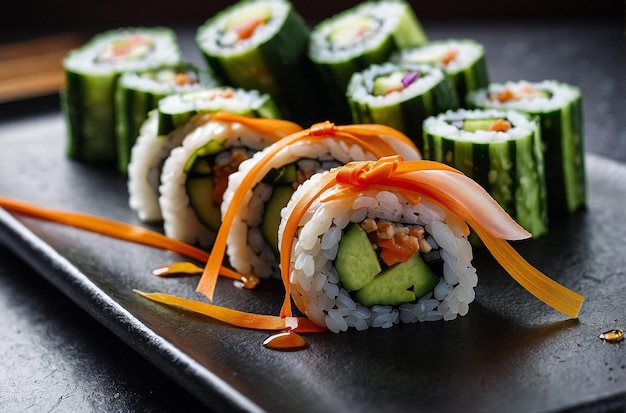 Sushi z ogórkową wstążką