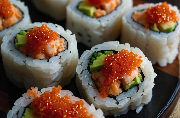 Sushi z pikantnymi mięczakami i Tobiko