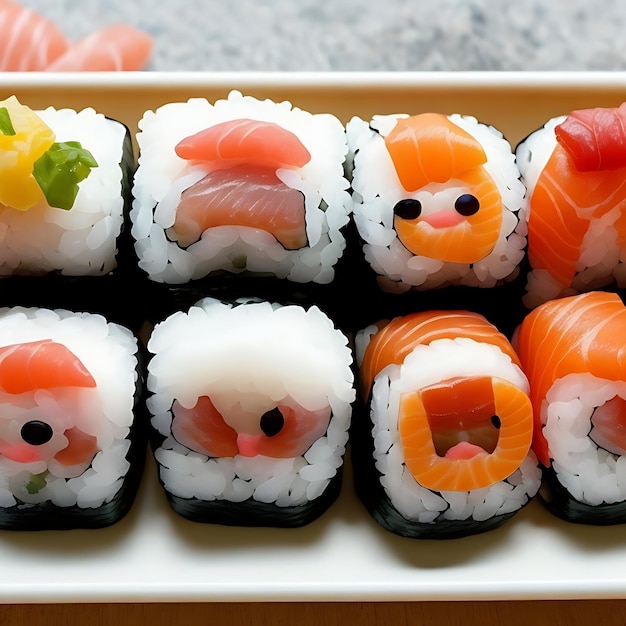 sushi z uroczymi twarzami