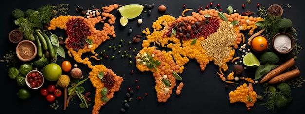 Suszone przyprawy w kształcie mapy świata