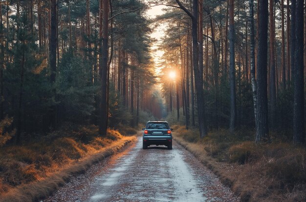 Zdjęcie suv przejeżdżający przez las