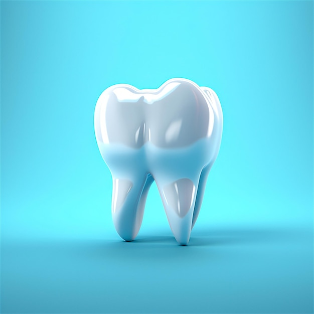 Świadomość zdrowia zębów na niebieskim tle z wygenerowanym przez sztuczną inteligencję odciskiem zęba