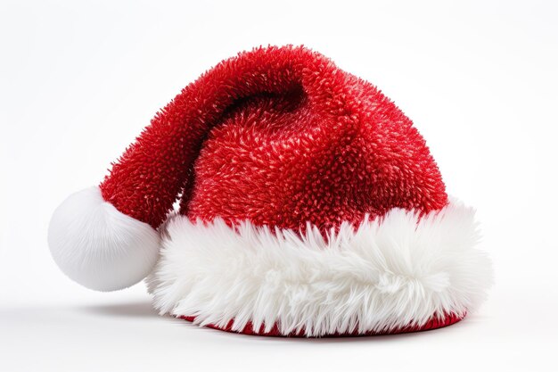 Zdjęcie Świąteczna czerwono-biała czapka świętego mikołaja na białym tle