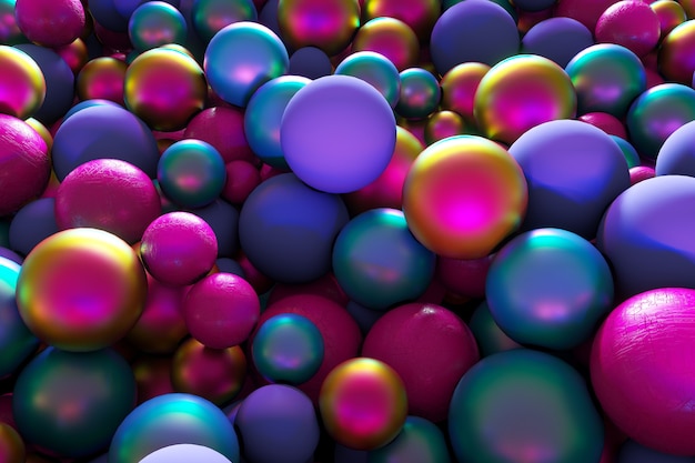 Zdjęcie Świąteczna ilustracja 3d kolorowe kulki bąbelki w tle kreatywny baner na wydarzenie