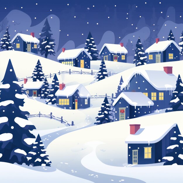 świąteczna ilustracja śnieżna scena zimowa tło festiwalowy projekt wakacyjny