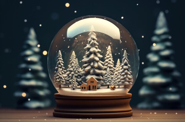 świąteczna kula śnieżna z drzewem w środku