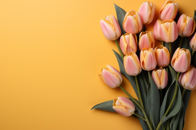 Świąteczna płaska tulipanowa rama na żółto idealna na Wielkanoc i Dzień Kobiet
