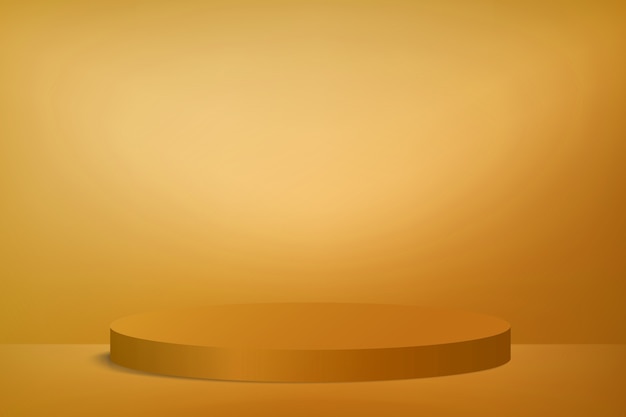 Świąteczna półka na podium lub pusty wyświetlacz na cokole na żywym pomarańczowym tle w minimalistycznym stylu