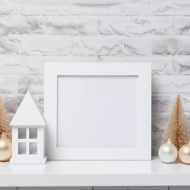 Świąteczna ramka Mockup Wall Art Mockup Holiday Frame Mockup Wood Mockup Frame Festive Frame