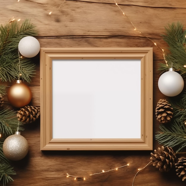 Świąteczna ramka Mockup Wall Art Mockup Holiday Frame Mockup Wood Mockup Frame Festive Frame