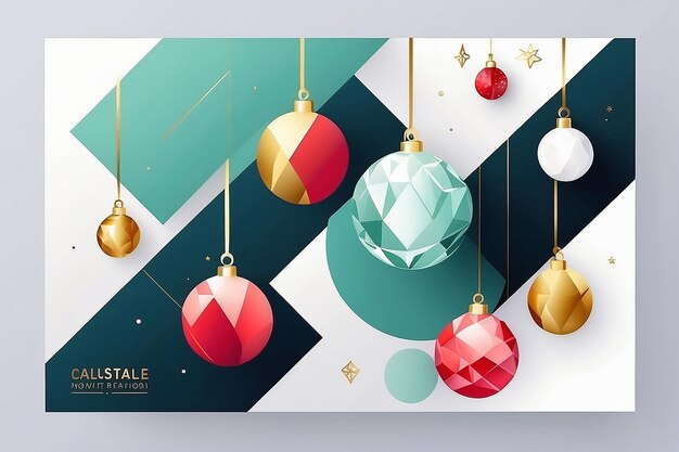 Zdjęcie Świąteczne abstrakcyjne baubles eleganckie geometryczne nagłówki luksusowe i biznesowe wibracje lakoniczne xmas