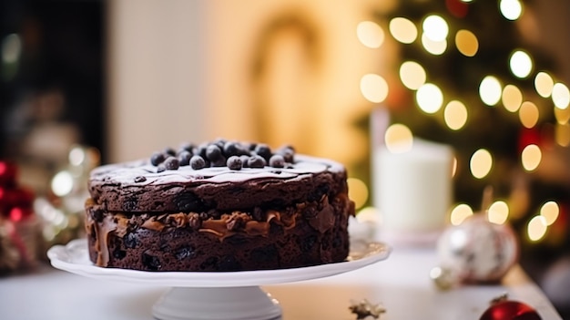 Świąteczne ciasto przepis wakacyjny i domowe pieczenie pudding z kremowym glazurą dla przytulnych zimowych wakacji herbata na angielskim wsi domek jedzenie domowe i gotowanie