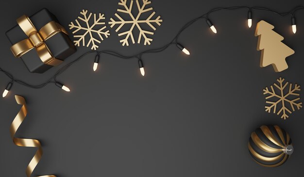 Świąteczne i noworoczne prezenty z konfetti i dekoracją. Projekt banera ilustracja 3D