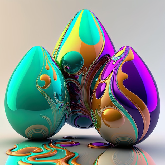 Świąteczne jaja wielkanocne tło Kolorowe uroczysty Easter Abstractly Decorated Eggs
