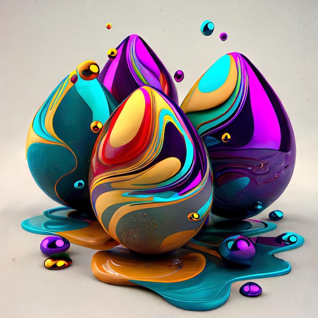 Świąteczne jaja wielkanocne tło Kolorowe uroczysty Easter Abstractly Decorated Eggs