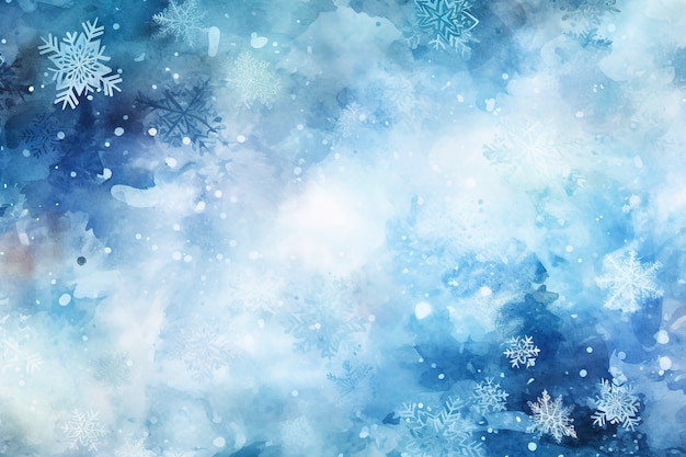 Świąteczne płatki śniegu akwarela ilustracja na kartki świąteczne na łyżka w stylu skyblue żywych scenicznych teł generuje ai