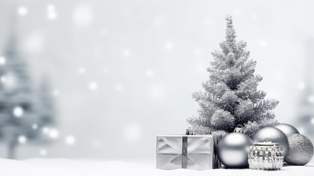 Świąteczne prezenty świąteczne w zimowej scenerii z miejscem na tekst
