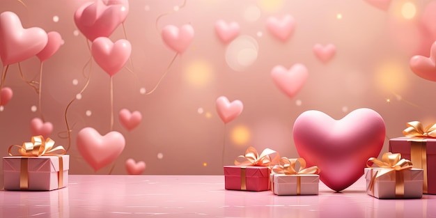 świąteczne pudełka na prezenty serca balony z miejscem na tekst koncepcja sprzedaży walentynki